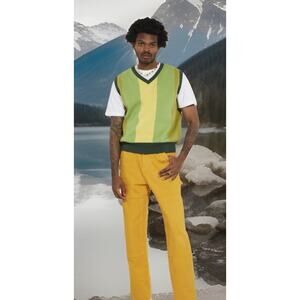 FLAN LABS NYC RARE Avocado Atomic Green Colorblock VEST MENS LARGE NEW FAST SHIP